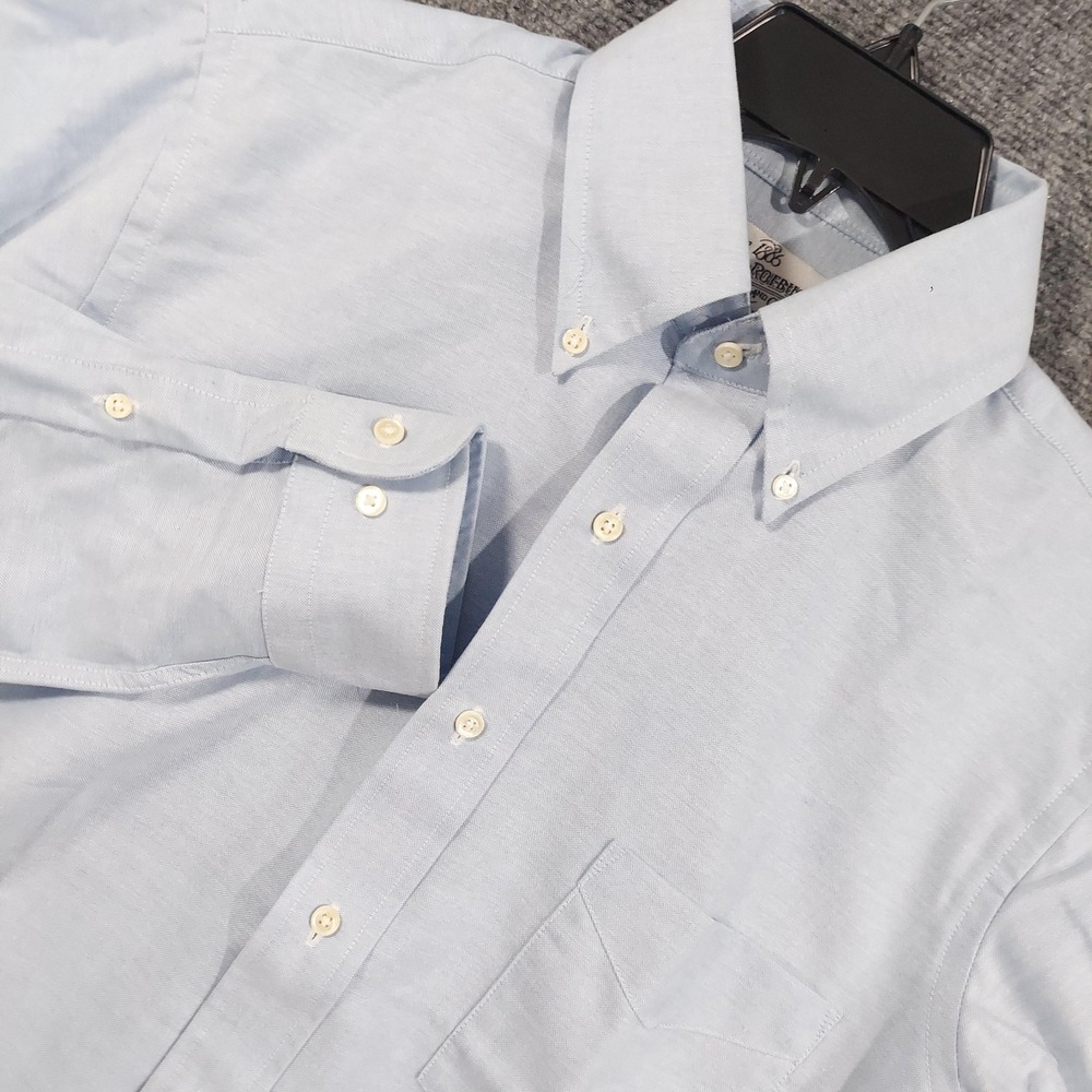Vintage Sears Roebuck And Co. Shirt Mens M Blue‎ Solid Long Sleeve Button Down